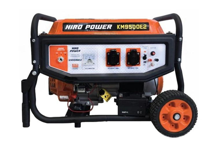 موتور برق بنزینی هیرو پاور مدل KM9500E2 با توان 3.8 کیلووات، مجهز به استارت برقی، AVR و سیمپیچی مسی مناسب برق اضطراری منزل و ویلا